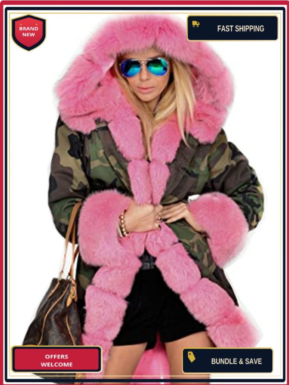 Women Thicken Warm Winter Coat Hooded Down Parka Fleece Fur Outdoor Long Jacket